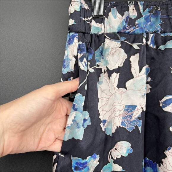Johnny Was Women's Chryssy Charmeuse Wide Leg Pant S Blue 100% Silk Floral - Picture 4 of 9